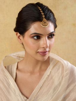 Indinoor - Women Temple Pearls Maangtikka