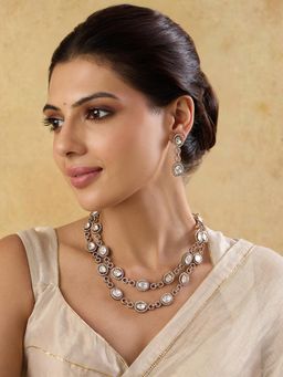 Indinoor - Women Kundan Layered Necklace Set