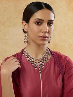 Indinoor - Women Manik Red Zircon Necklace Set