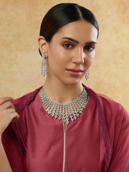 Indinoor - Women Zirconia Stone Studded Cocktail Necklace Set