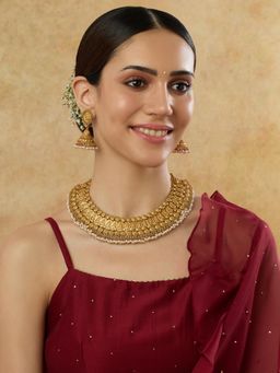 Indinoor - Women Basra Pearl Temple Necklace Set