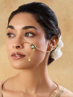 Indinoor - Women Kundan Studded Nose Ring