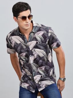 BULLMER - Green Trendy Regular Fit Printed Casual Half Sleeve Shirt for Men