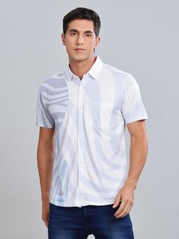 BULLMER - White Trendy Regular Fit Printed Casual Half Sleeve Shirt for Men