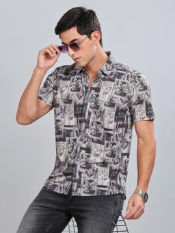 BULLMER - Green Trendy Regular Fit Printed Casual Half Sleeve Shirt for Men