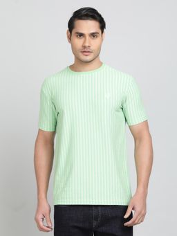 Greenfibre - Green Blended Stripes Printed T-Shirt