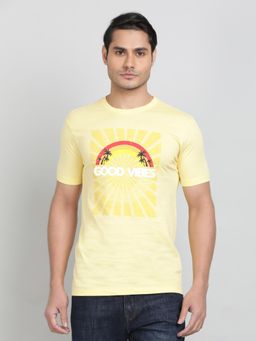 Greenfibre - Lemon Yellow Blended Printed T-Shirt