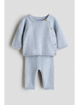 H&M - Blue 2-Piece Cotton Sweatshirt And Pant