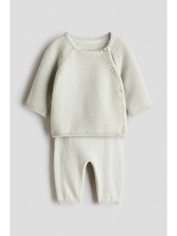 H&M - Green 2-Piece Cotton Sweatshirt And Pant