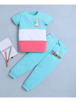 Bumzee - Blue Girls Half Sleeves T-Shirt & Pyjama (Set of 2)