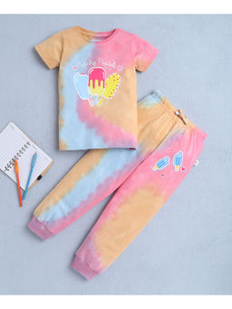 Bumzee - Multi-Color Girls Full Sleeves T-shirt & Pyjama (Set of 2)