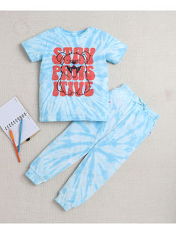 Bumzee - Sky Blue Boys Half Sleeves T-Shirt & Pyjama (Set of 2)