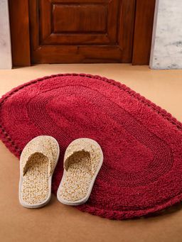 Fabindia - Red Cotton Woven Bathmat