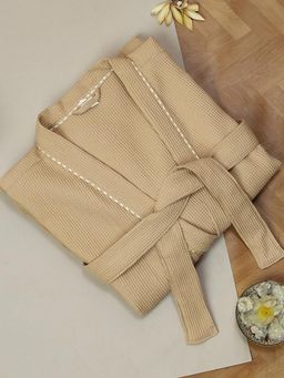 Fabindia - Beige Ashim Cotton Woven Bathrobe (S/M)