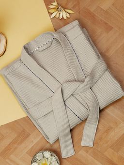 Fabindia - Grey Ashim Cotton Woven Bathrobe (L/XL)