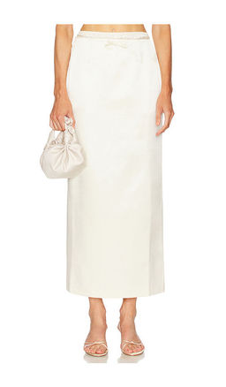 Courtney Zheng - Irene Wool Silk Duchesse Midi Skirt (XS)