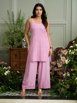 Gahan - Lavender Hand Chikankari Embroidered Co-Ord Set