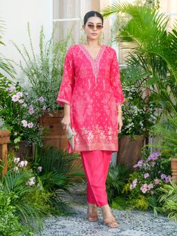 Gahan - Mirror Embellished Jacquard Kurta and Pant