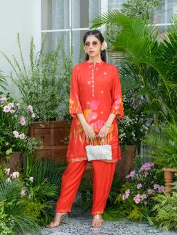 Gahan - Red Floral Printed Kurta and Pant