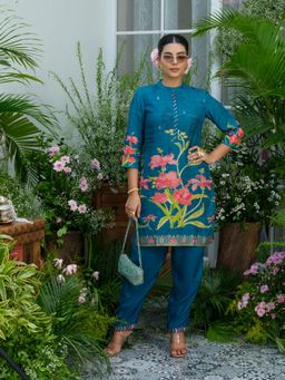 Gahan - Teal Printed Kurta and Pant