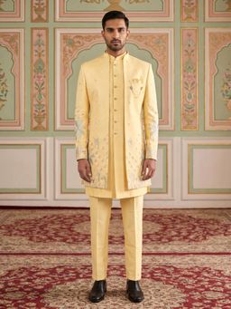 Jompers - Silk Blend Embroidered Waistcoat and Bandhgala with Trouser for Men