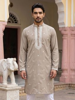 Jompers - Men Japanese Imported Beige Embroidered Kurta