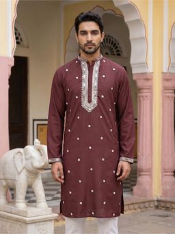 Jompers - Men Japanese Imported Maroon Embroidered Kurta