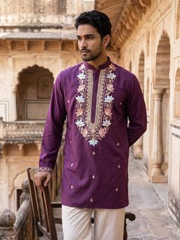 Jompers - Cotton Blend Floral Embroidered Kurta