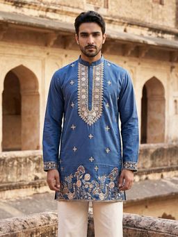 Jompers - Cotton Blend Floral Embroidered Kurta