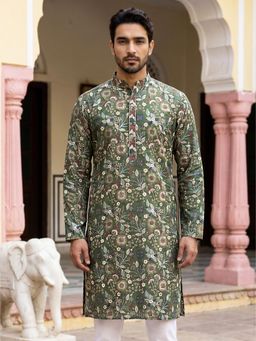 Jompers - Silk Blend Floral Embroidered Kurta