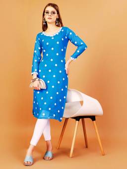HESVI - Women's Georgette Kurta With White Chikankari Lakhnavi Embroidery Work