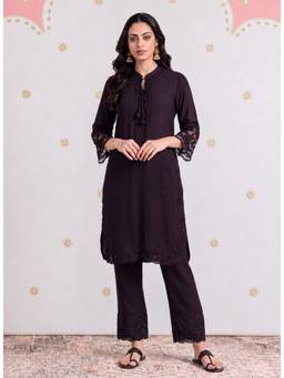 Lakshita - Ziya Blackberry Purple Embroidered Kurta With Pant