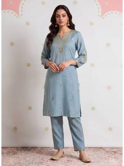 Lakshita - Gulabo Ice Blue Embroidered Kurta With Pant