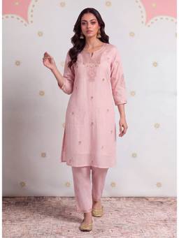 Lakshita - Gulabo Misty Pink Embroidered Kurta With Pant