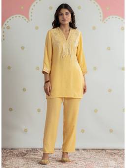 Lakshita - Elowen Pastel Yellow Embroidered Co-Ord Set