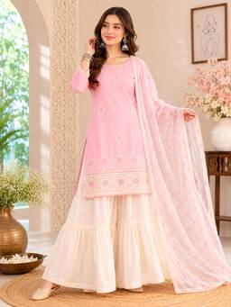 TWINS LADY - Peach Kurta With Sharara & Dupatta