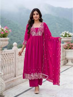 TWINS LADY - Pink Kurta With Palazzo & Dupatta