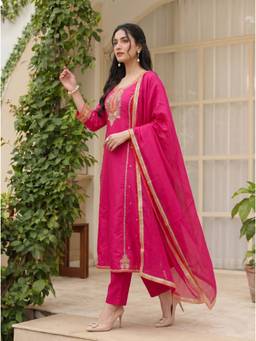 TWINS LADY - Pink Anarkali Kurta With Pant & Dupatta