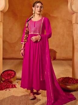 TWINS LADY - Pink Anarkali Kurta With Pant & Dupatta