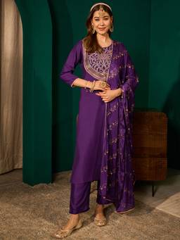 TWINS LADY - Wine Kurta With Pant & Dupatta