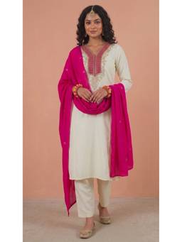 TWINS LADY - Off White Kurta With Pant & Dupatta