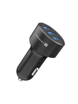 Portronics - Car Power 12 Car Charger with 17W Total Output, Triple USB Port, 3.4A (Black)