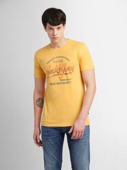Jack & Jones - Yellow Logo Print Crew Neck T-shirt
