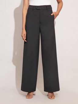 Twenty Dresses by Nykaa Fashion - Work Grey Solid Wide Leg Trousers