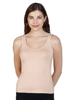 Amante - Solid High Coverage Round Neck Sleeveless Vest Nude