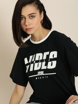 DILLINGER - Black Typographic Oversized T-Shirt