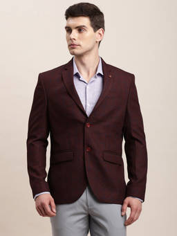 Turtle - Men Cotton Stretch Dobby Regular Fit Brown Blazer