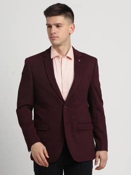 Turtle - Men Knitted Dobby Maroon Blazer