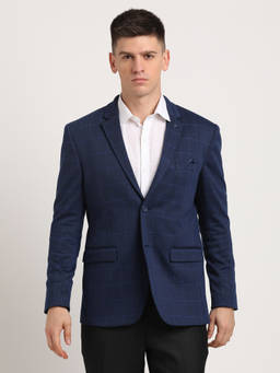Turtle - Men Knitted Solid Blue Blazer