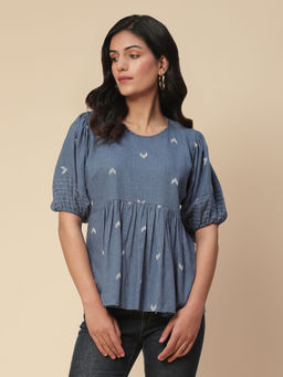 Aarke Ritu Kumar - Blue Yarn Dyed Top